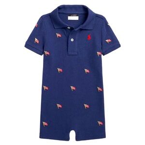 Polo Ralph Lauren 18M Baby Boy's American Flag Embroidered Polo Romper